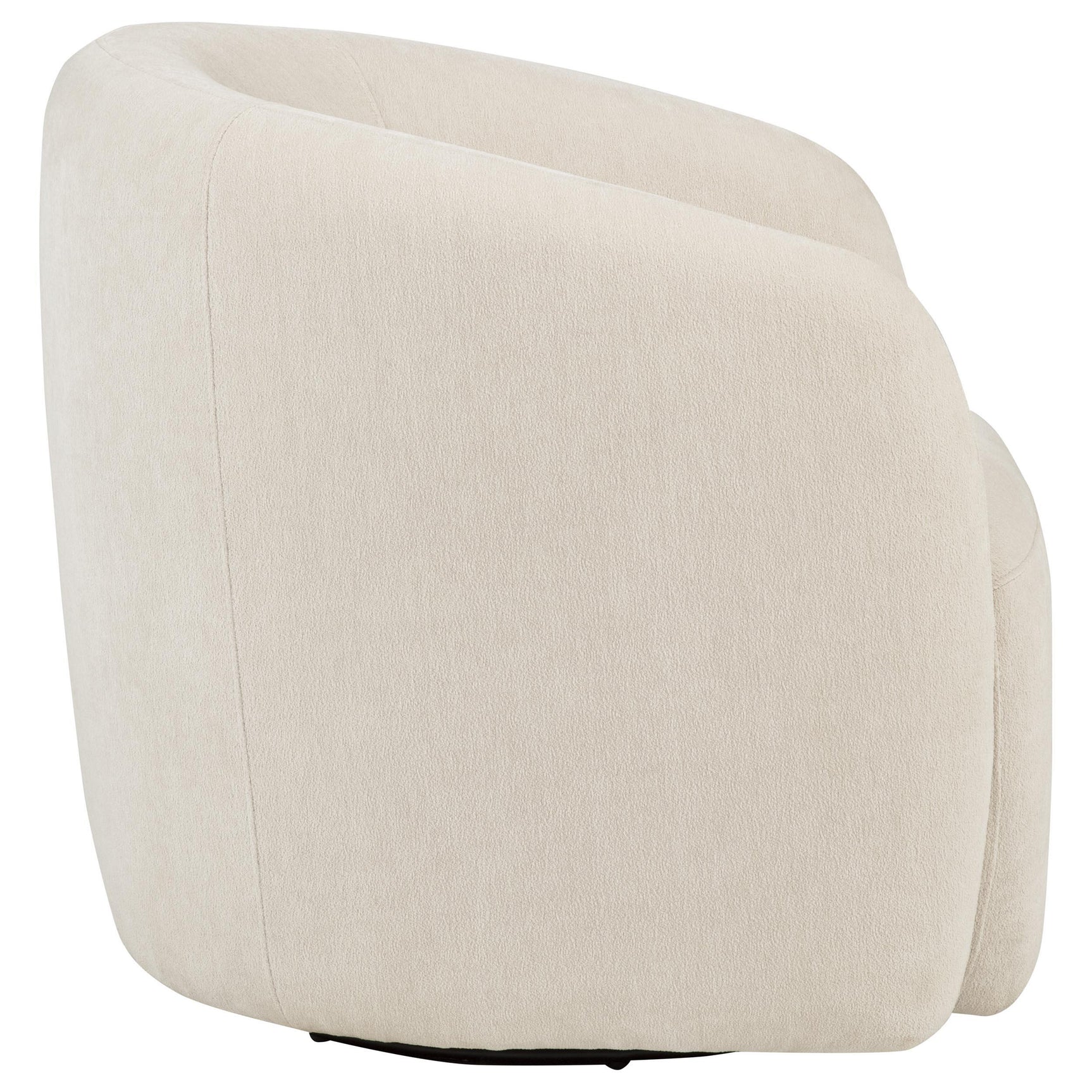 Curved arms and rounded barrel back of Gerley accent chair
