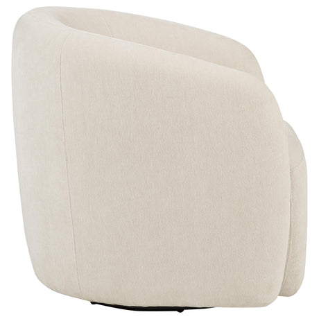 Curved arms and rounded barrel back of Gerley accent chair