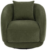 Close-up of green chenille fabric on Arnaud chair