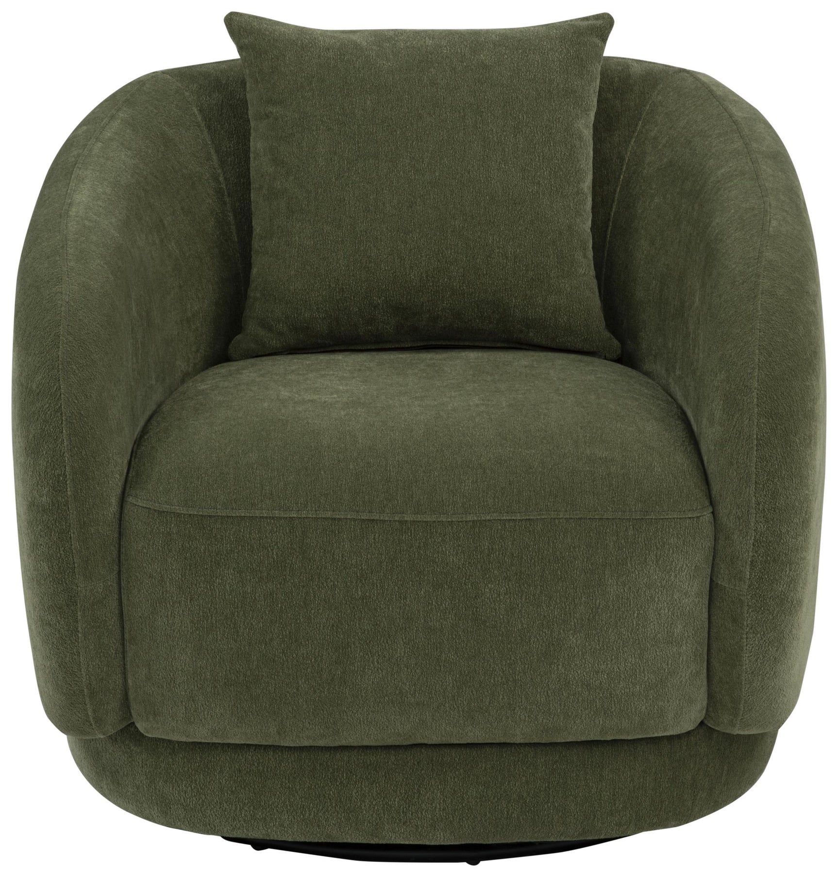 Close-up of green chenille fabric on Arnaud chair