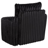 Back view of Sarco black corduroy swivel chair