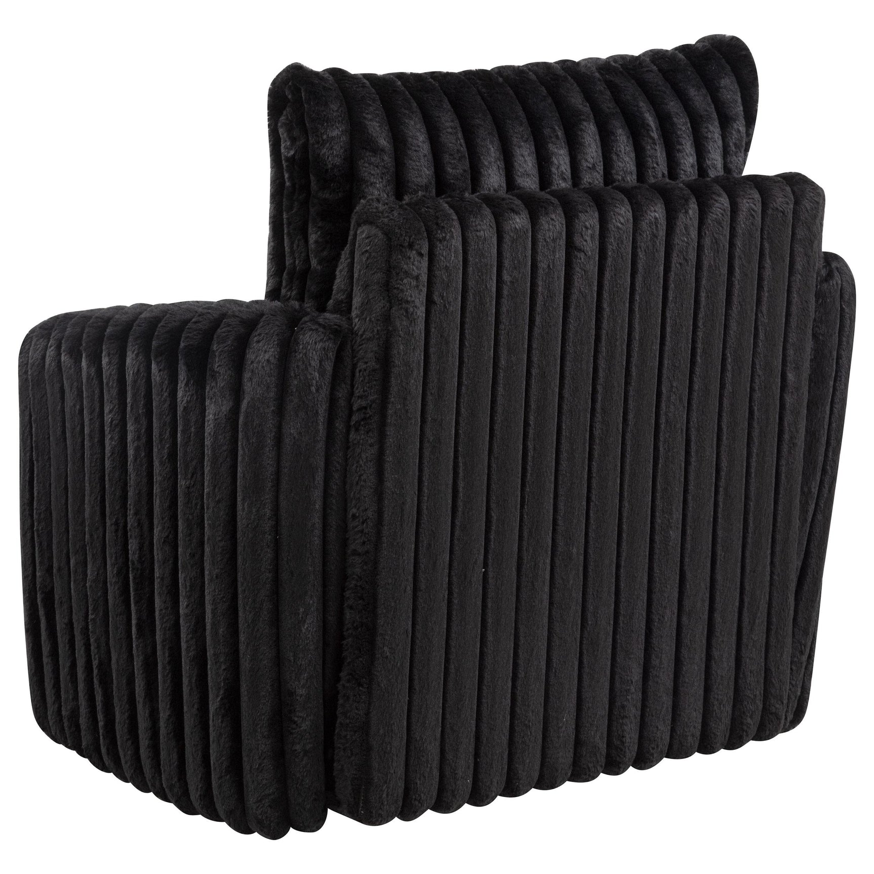 Back view of Sarco black corduroy swivel chair