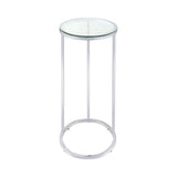Top view of clear glass oval surface on Kyle Snack Table