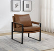 Rosalind accent chair brown leatherette side view