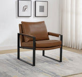 Rosalind accent chair brown leatherette side view
