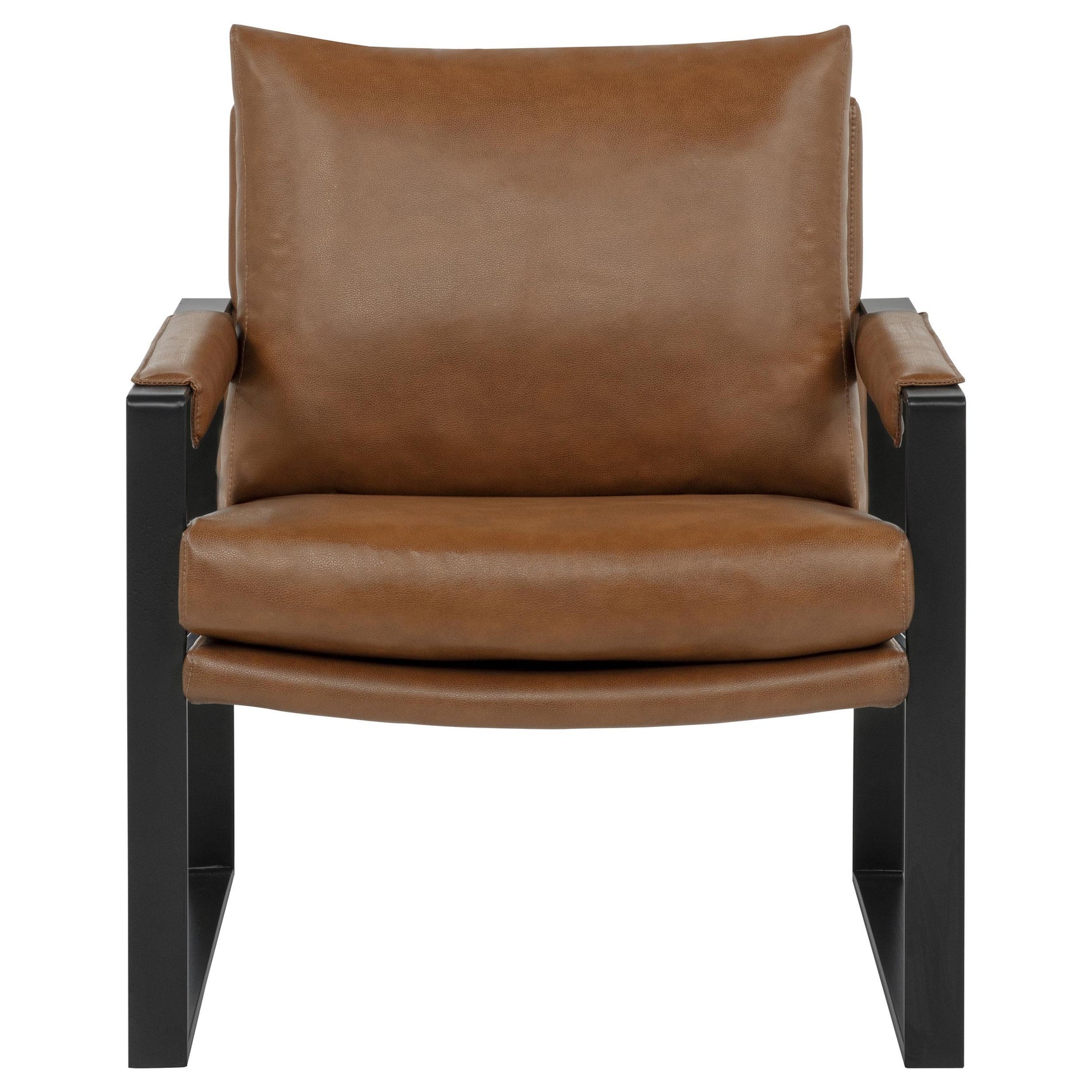 Rosalind accent chair brown leatherette close-up of arm
