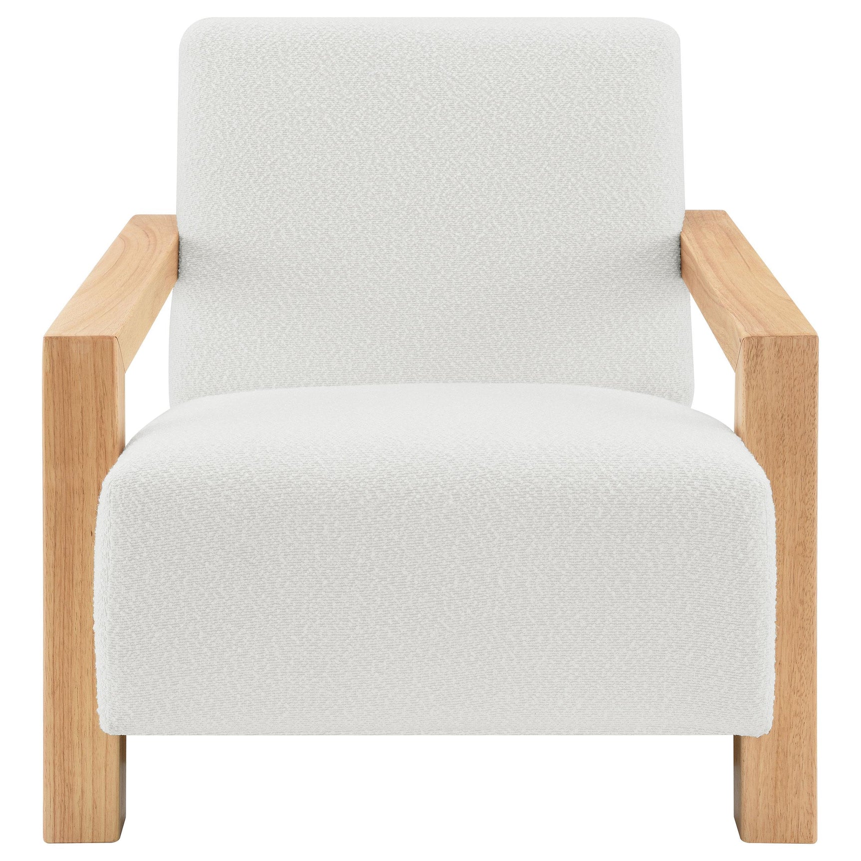 Side profile of Fitzroy Ivory boucle upholstered armchair