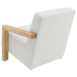 Rubberwood armrest and frame detail on Fitzroy chair