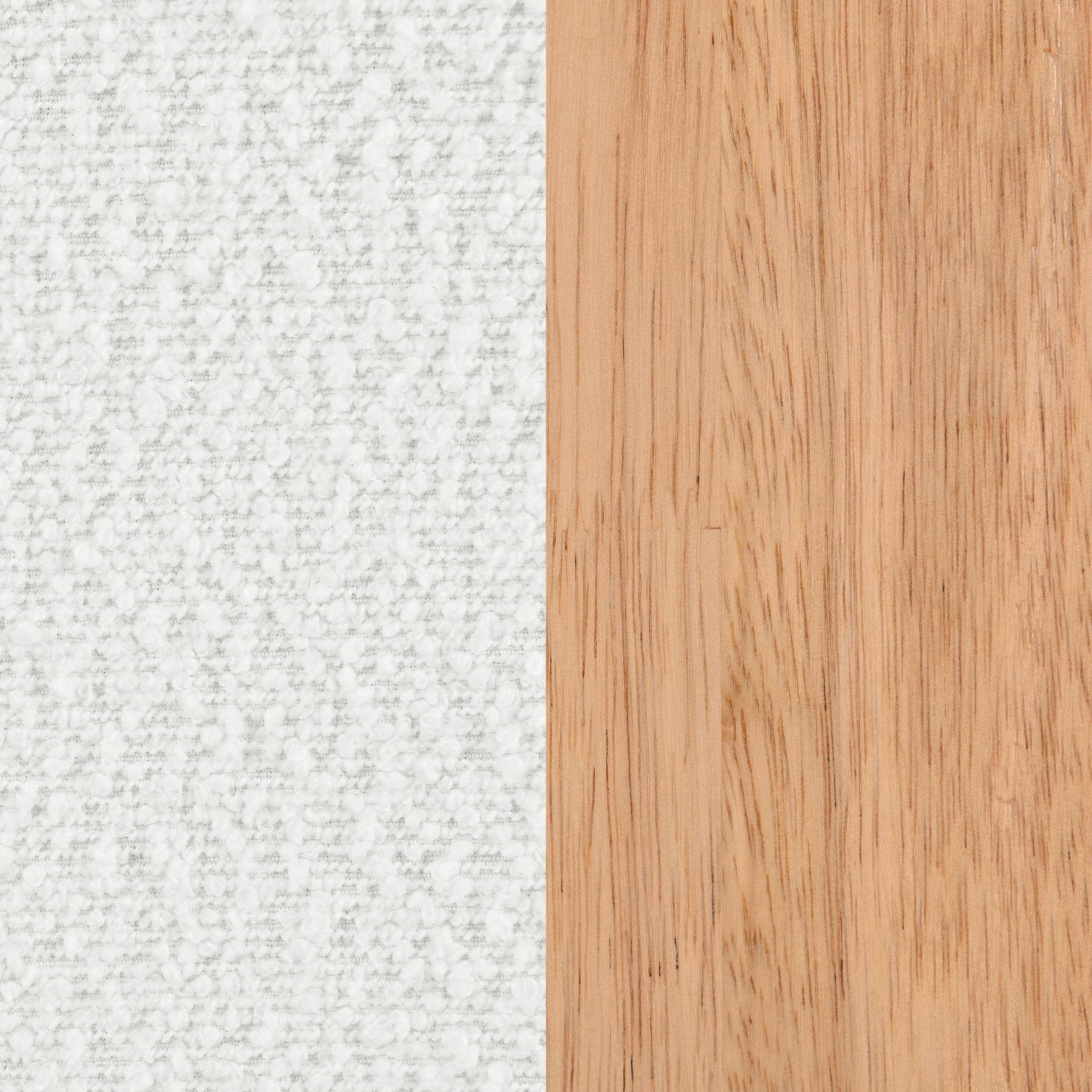 Full view of Fitzroy ivory boucle armchair in room