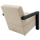 Side angled view of the arm chair