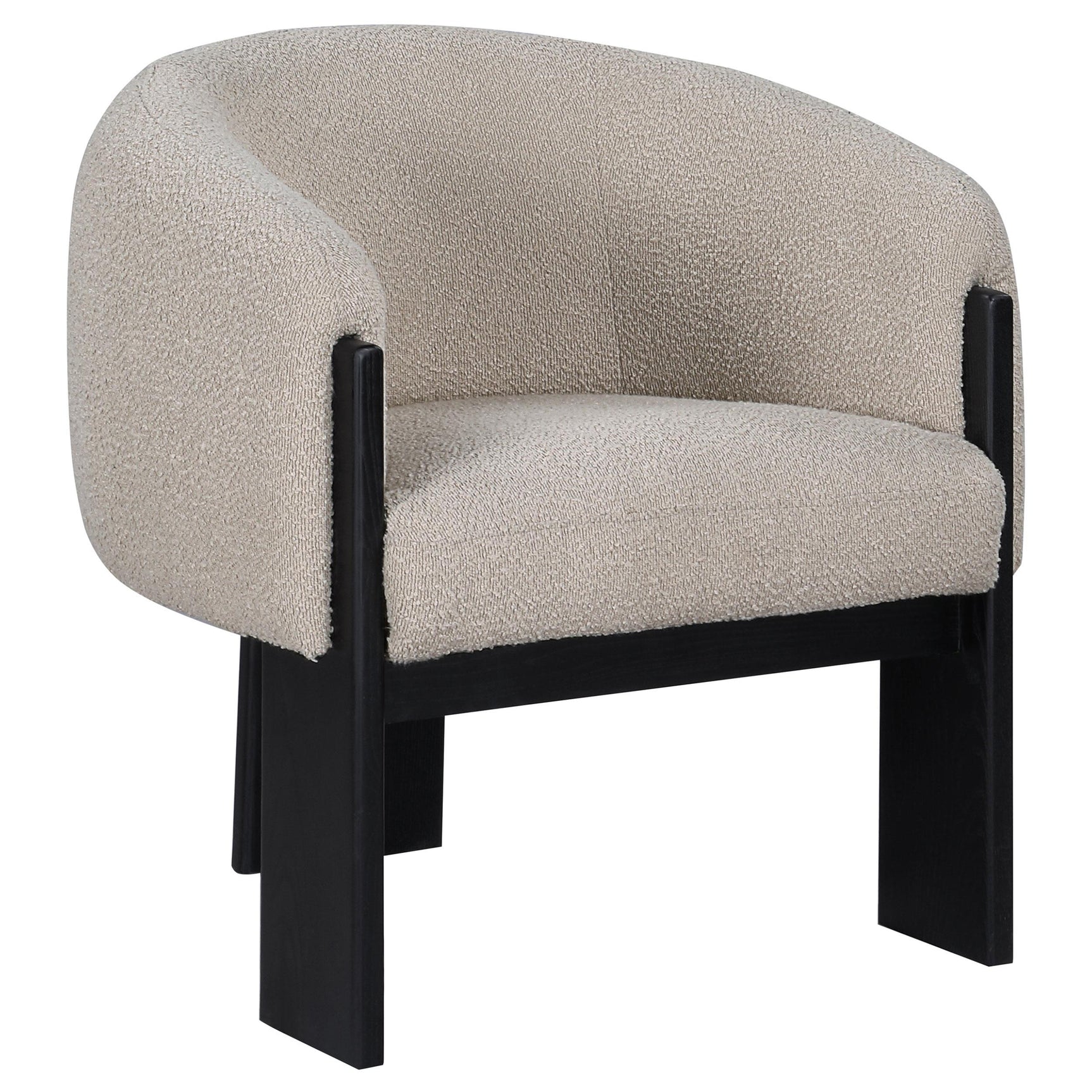 Valdez chair side profile in beige boucle fabric