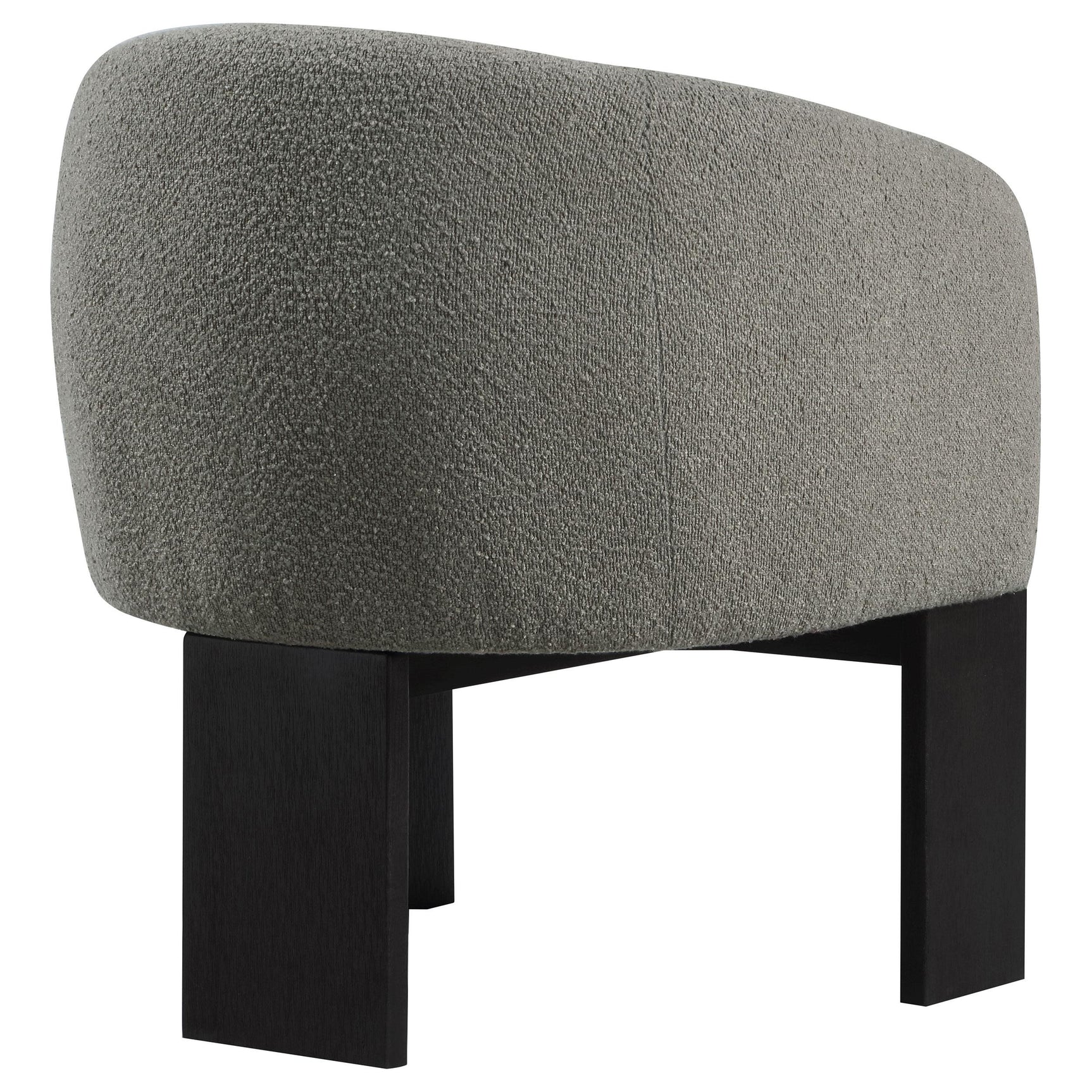 Valdez brown boucle upholstered accent chair showing plush foam cushions