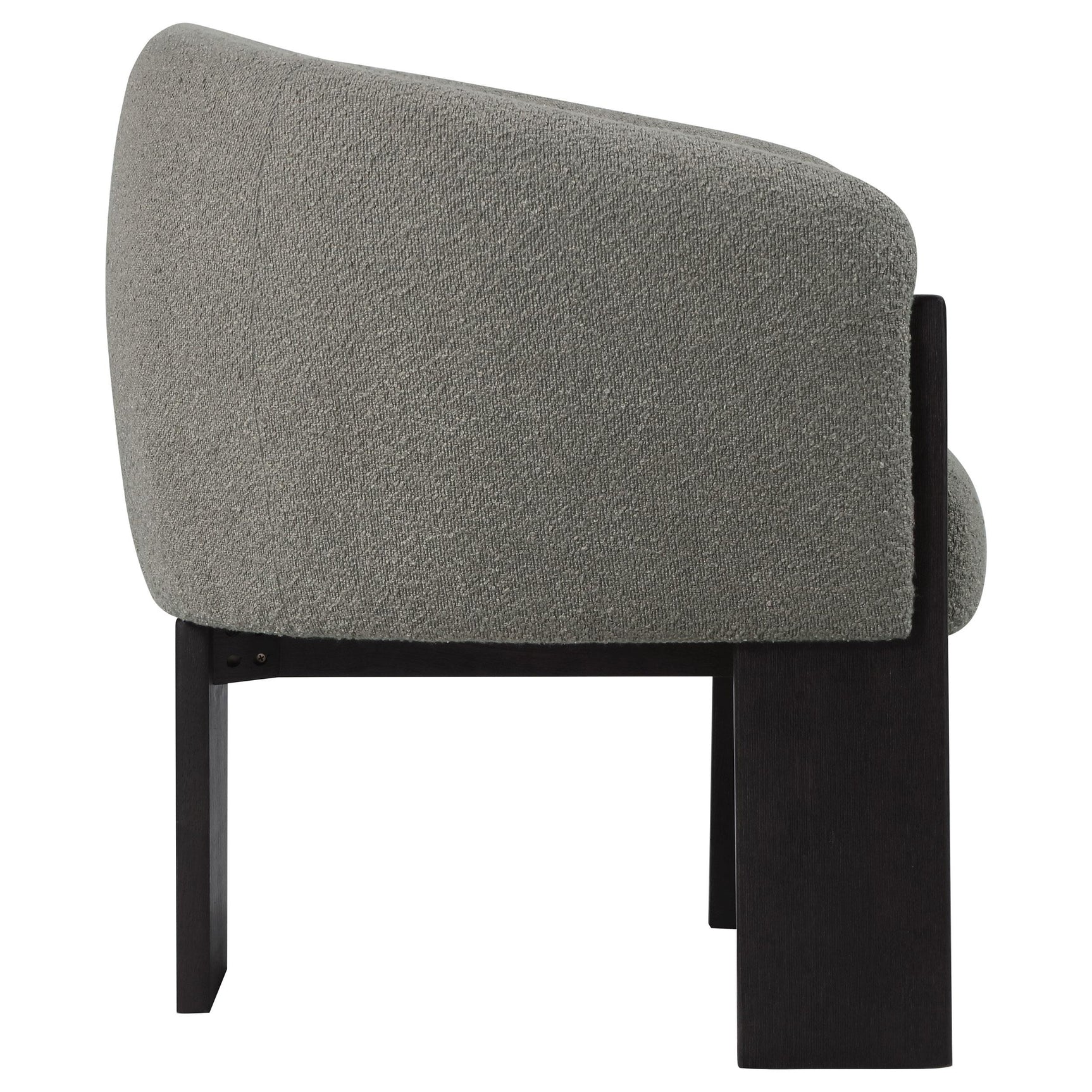 Valdez accent chair showing plastic glides under black legs