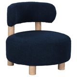 Zonie blue boucle accent chair side view