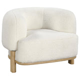 Side view of Lawler Ivory Upholstered Barrel Back Accent Chair