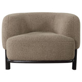 Close-up of mushroom boucle fabric upholstery