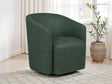 Mossbrook swivel accent chair side angle showing upholstery