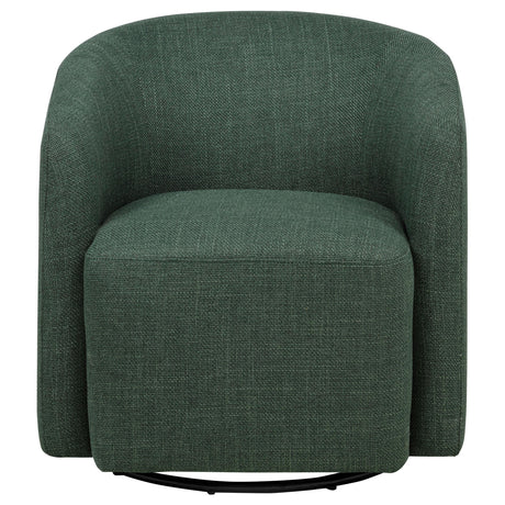 Back view of Mossbrook fabric swivel accent chair