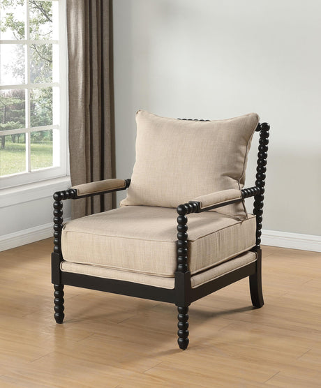 Blanchett chair side view showing turned bobbin arm