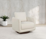 Swivel base detail of Iris ivory accent chair