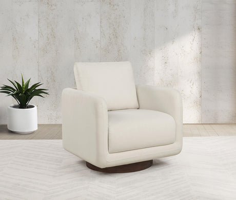 Swivel base detail of Iris ivory accent chair