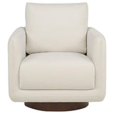 Side view of Iris ivory swivel accent chair