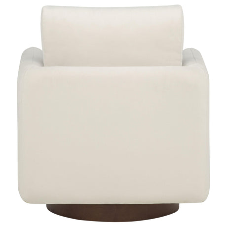 Coffee brown wood base of swivel chair