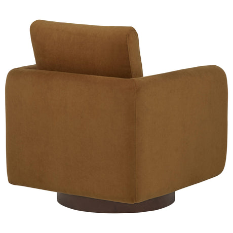 Iris swivel chair rotating on circular pedestal base