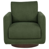 Close-up of wide track arm and fabric upholstery