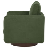 Loose back pillow detail of Iris swivel accent chair