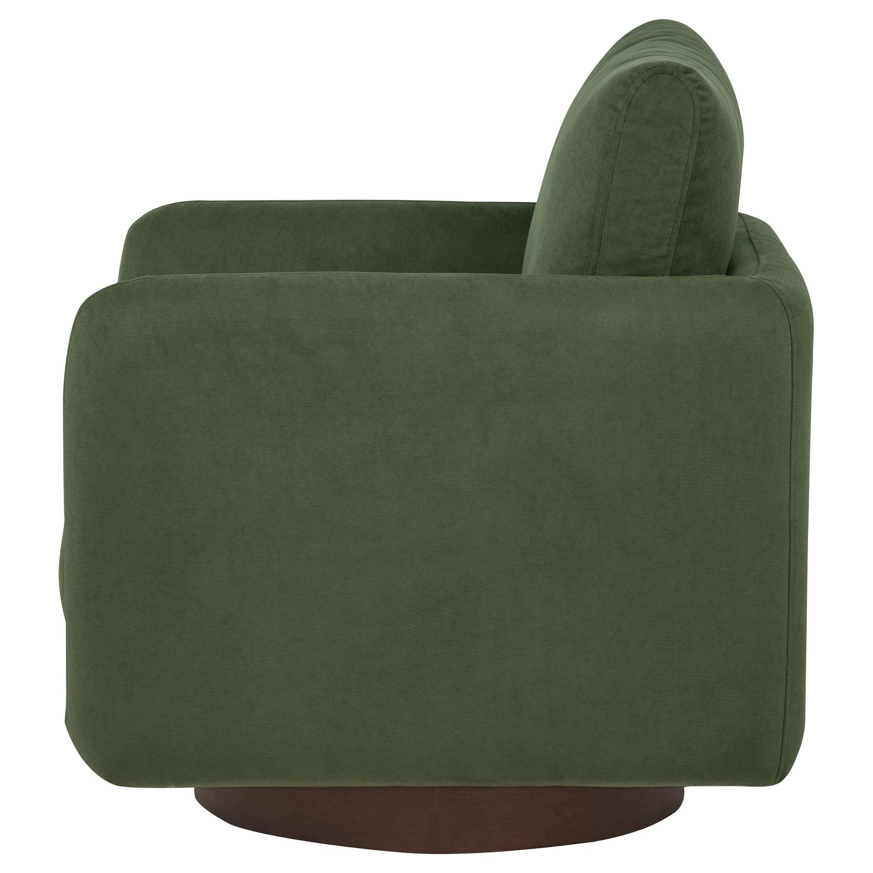 Loose back pillow detail of Iris swivel accent chair