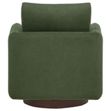 Iris Accent Chair in matcha fabric with swivel wood base