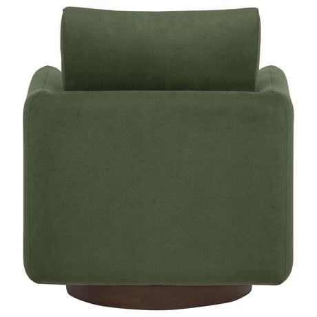 Iris Accent Chair in matcha fabric with swivel wood base