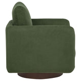 Iris Accent Chair in matcha fabric with swivel wood base