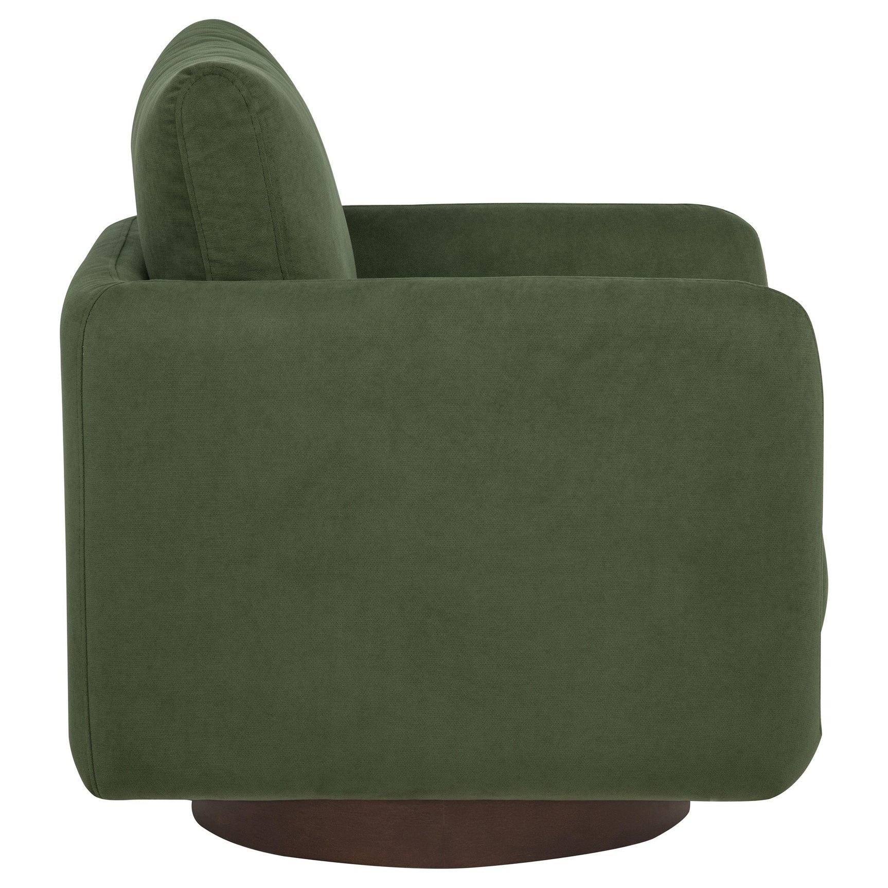 Iris Accent Chair in matcha fabric with swivel wood base