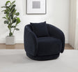 Arnaud accent chair close-up of navy chenille fabric