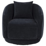 Side view of Arnaud swivel accent chair showing rounded arms