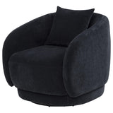 Back view of Arnaud swivel accent chair with loose pillow