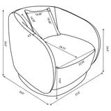 Arnaud upholstered swivel accent chair angled side view