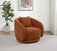 Arnaud swivel accent chair side profile in burnt orange chenille