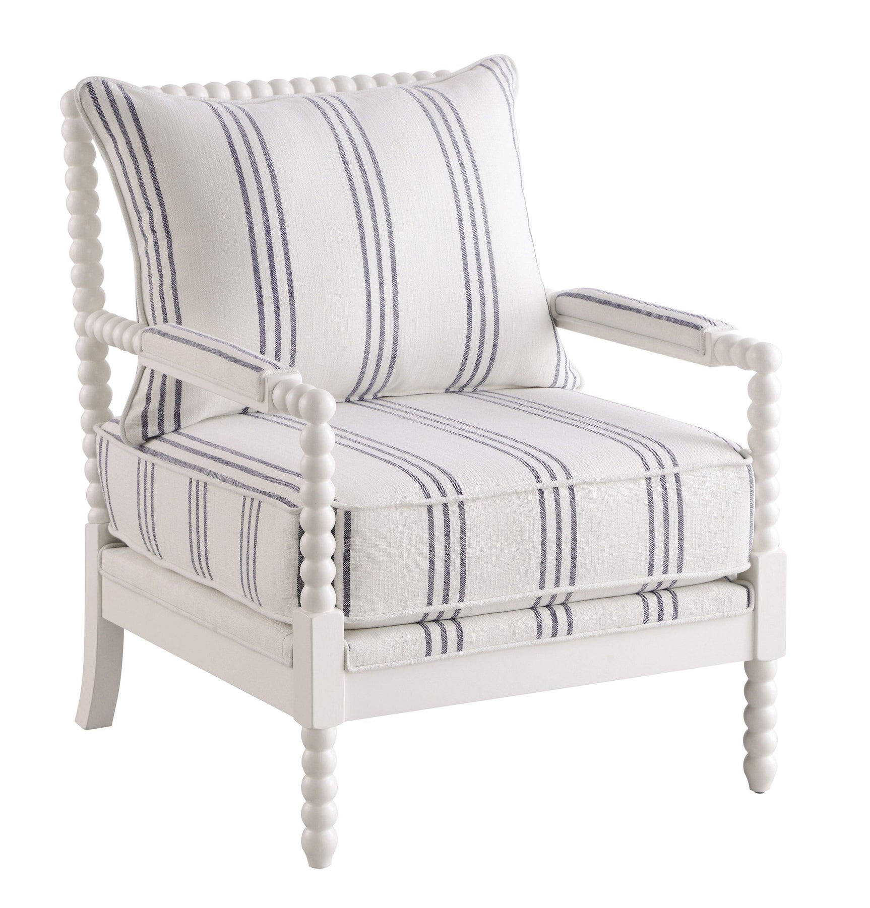 Blanchett Upholstered Accent Chair side angle showing spindle legs