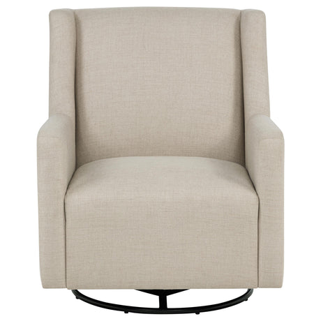 Close-up of latte fabric texture on Sorrel swivel glider chair