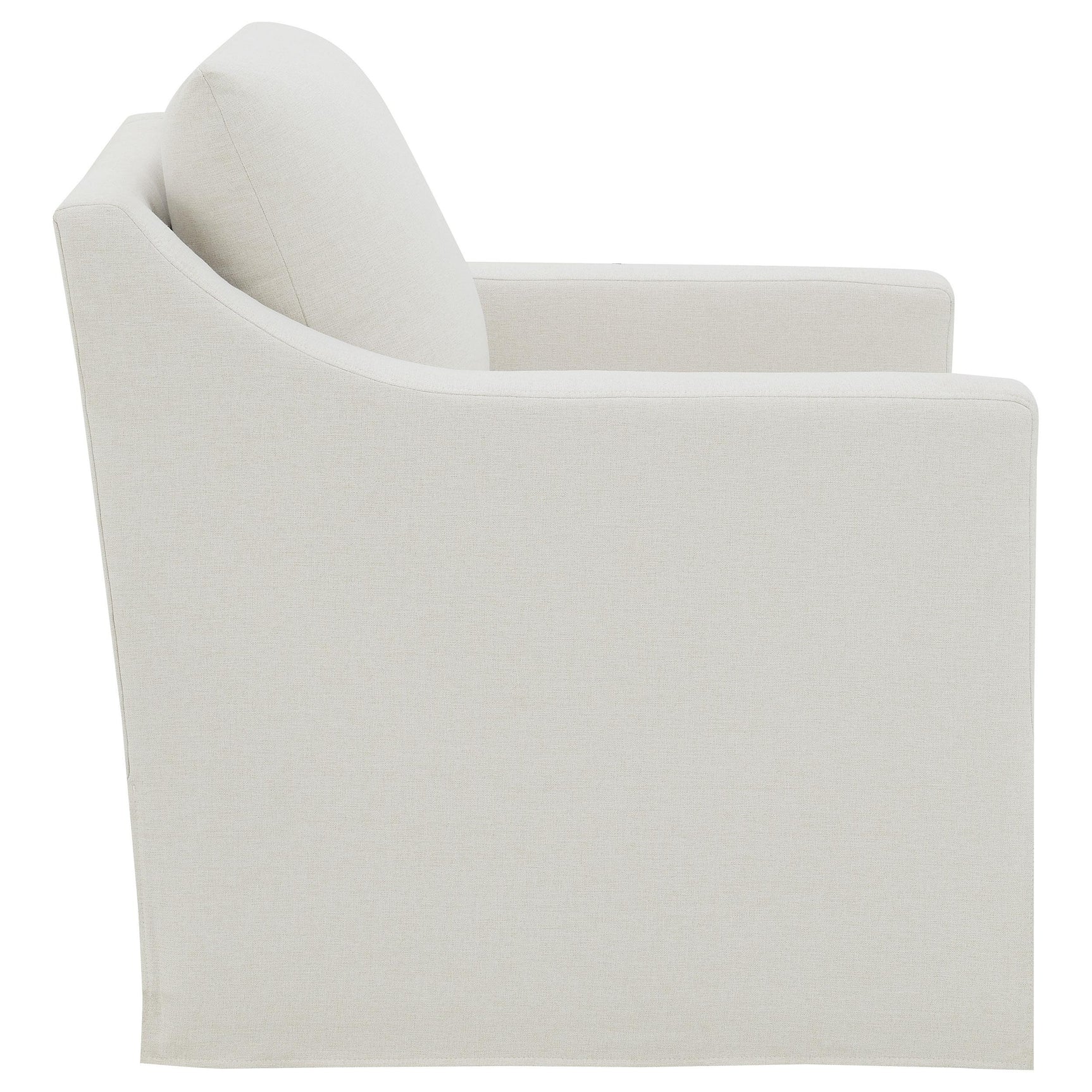 Overall chair silhouette in beige fabric