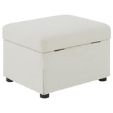 Ottoman used as footrest in living room setting