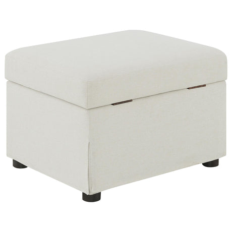 Ottoman used as footrest in living room setting
