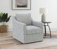 Winter Grey Swivel Accent Chair showing fabric texture