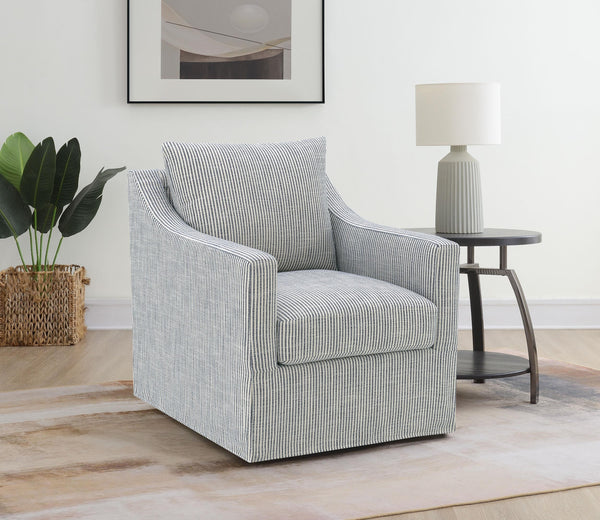 Winter Grey Swivel Accent Chair showing fabric texture