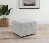 Winter ottoman hydraulic lift top open showing storage