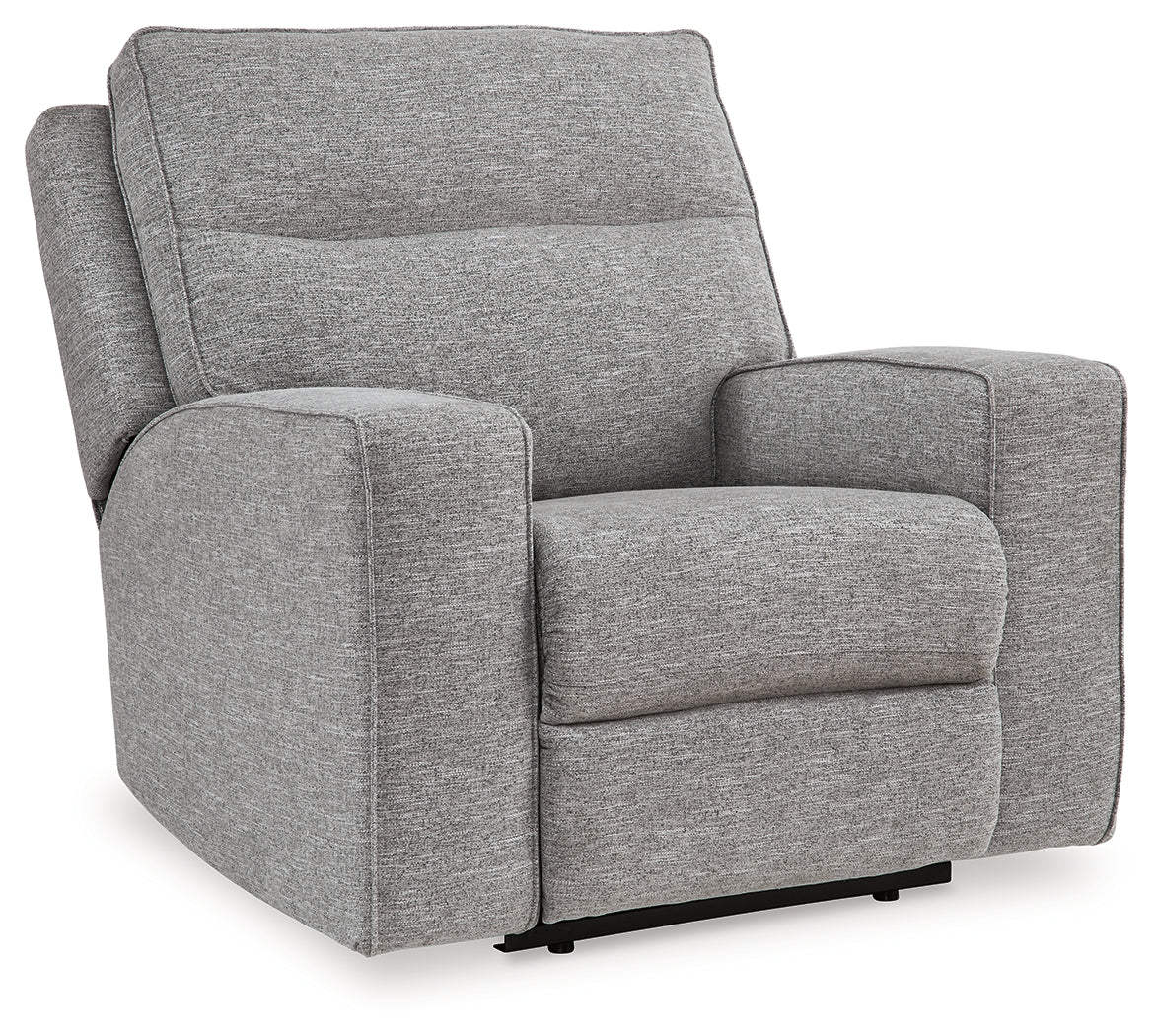 side view of Biscoe Pewter Textured Nuvella Power Recliner recliner