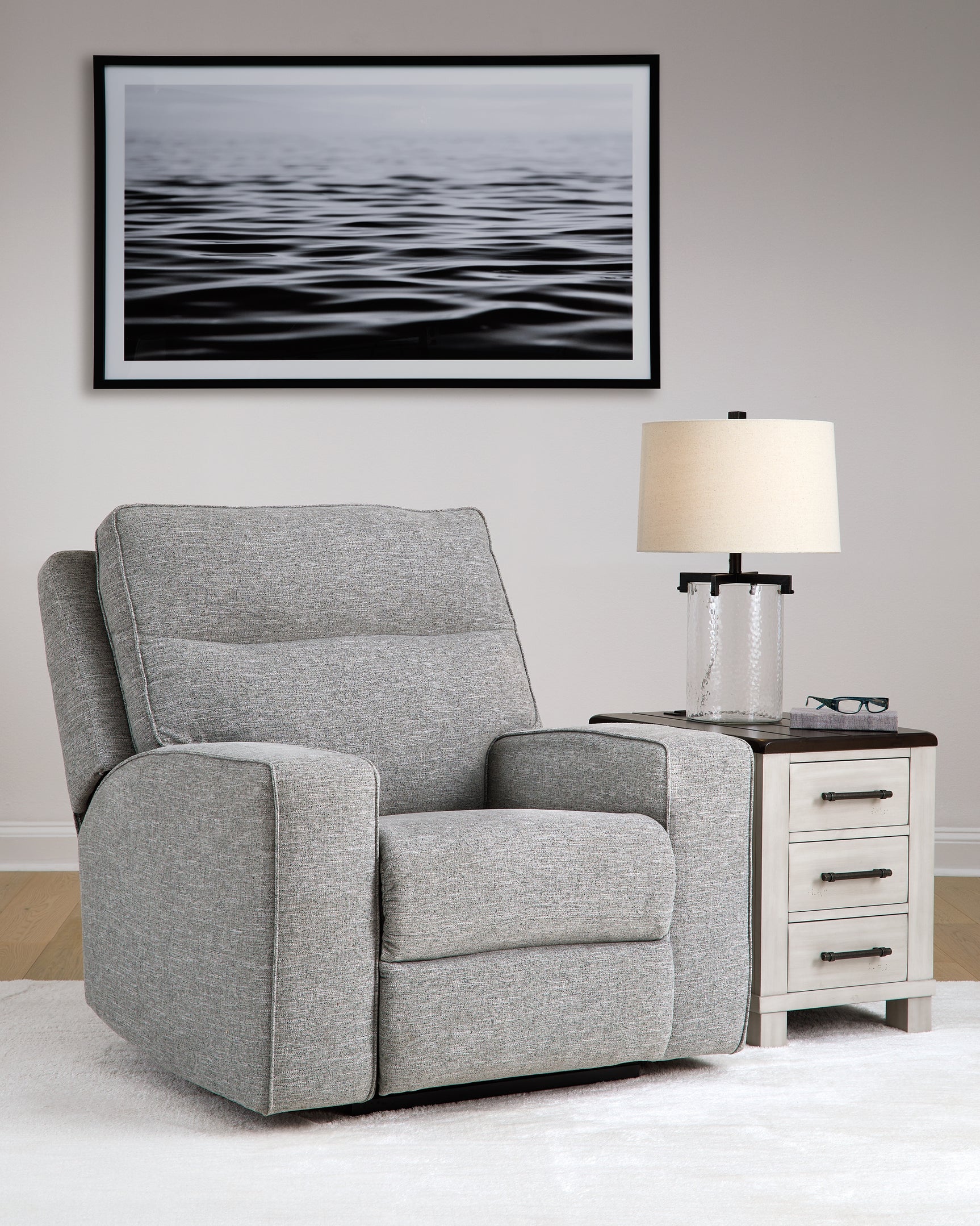 Biscoe 3-piece pewtering reclining sofa set front view
